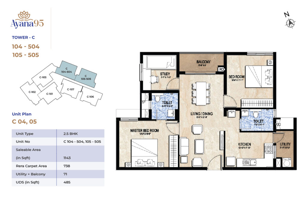 Tower - C (104 - 504 , 105 - 505)