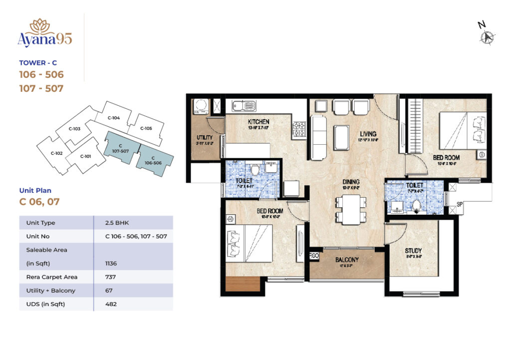 TOWER - C (106 - 506 , 107 - 507)