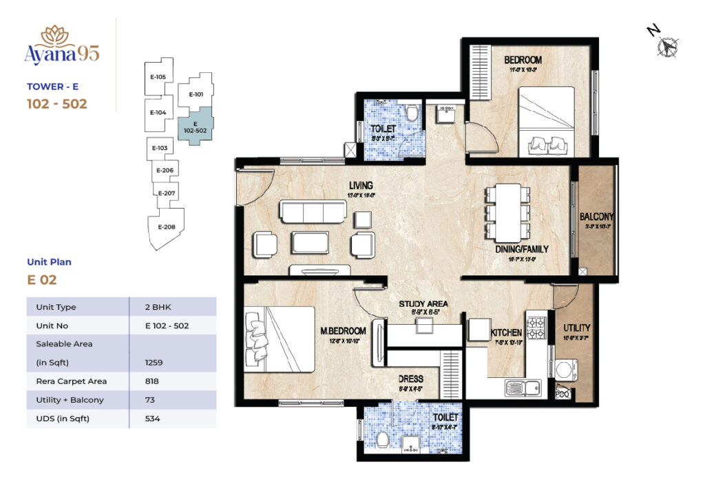 Tower - E (102 - 502)