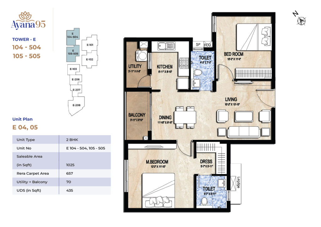 TOWER - E (104 - 504 , 105 - 505)